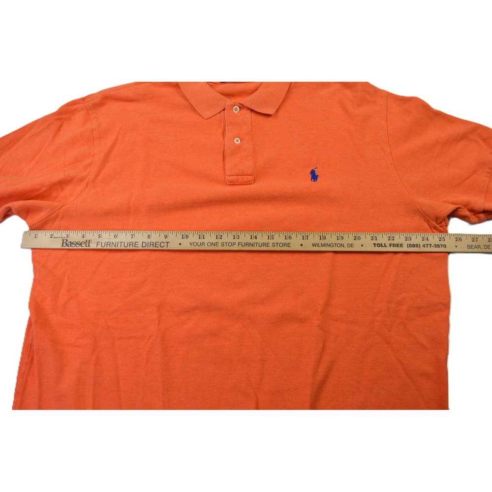Polo Ralph Lauren Mens XXL Orange Cotton Pique Short Sleeve Pony Logo Polo Shirt - Picture 8 of 9